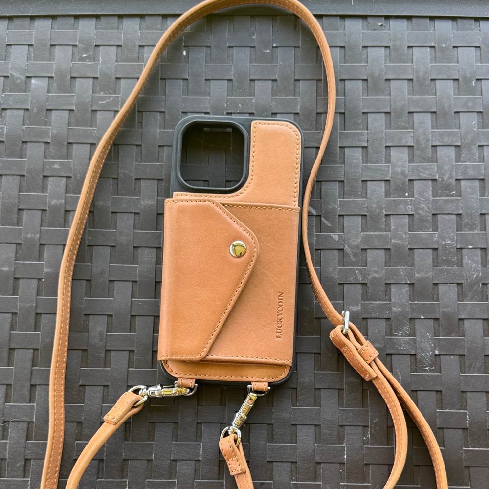 iPhone 15 Pro Max Luxyton Tan Phone Case with Strap